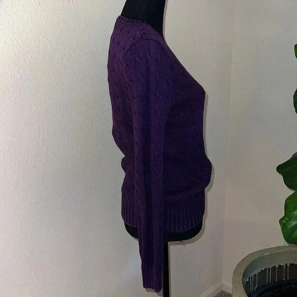 Ralph Lauren Sport Women’s 100% Cotton Cable Knit Deep Purple Sweater Jumper L - Picture 6 of 16